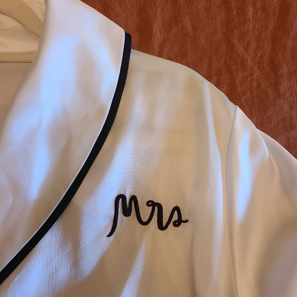 Kate Spade Bachelorette bridal "Mrs" satin robe